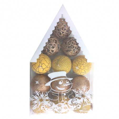 Boules de Décoration Noël GM Bronze et Doré - 12pcs