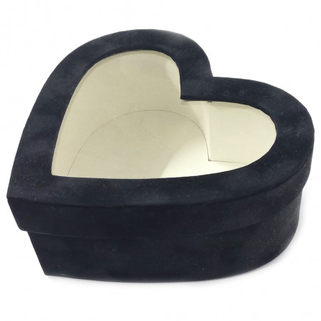 Boite Cadeau Coeur Velour Noir PM - Réf. 058115