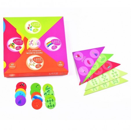 Grand Loto 4en1 Chiffres Lettres Couleurs & Fruits Légumes - Lisa Toys