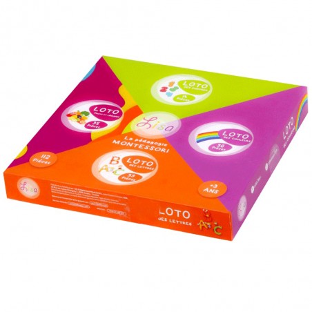 Grand Loto 4en1 Chiffres Lettres Couleurs & Fruits Légumes - Lisa Toys