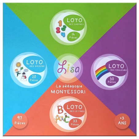 Grand Loto 4en1 Chiffres Lettres Couleurs & Saisons - Lisa Toys