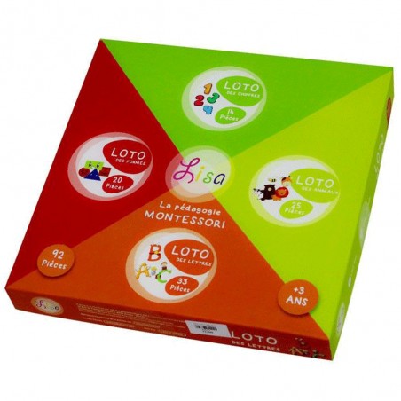 Grand Loto 4en1 Chiffres Lettres Formes et Animaux - Lisa Toys