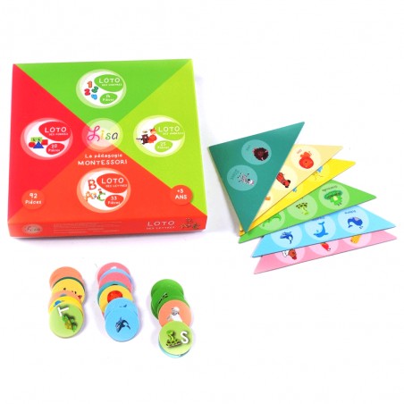 Grand Loto 4en1 Chiffres Lettres Formes et Animaux - Lisa Toys