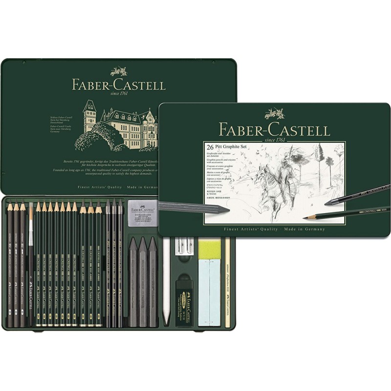 Set de Crayons Pitt Graphite, Boite Métal 26pcs - Faber-Castell