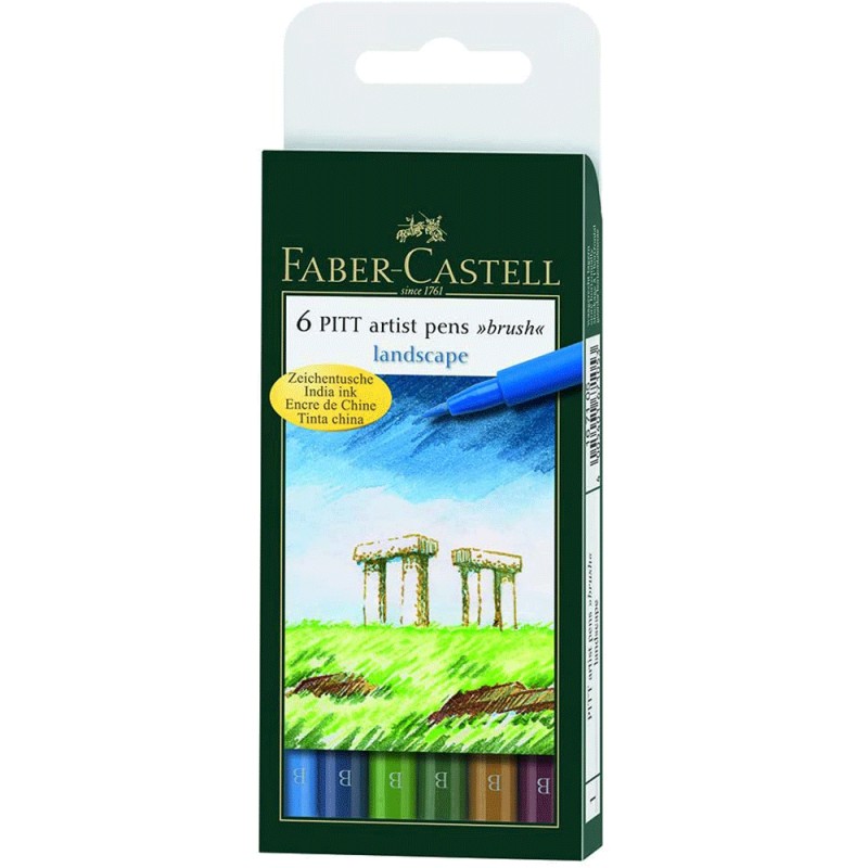 Feutre Pitt Artist Pen, Boite de 6, Couleurs Paysage - Faber-Castell