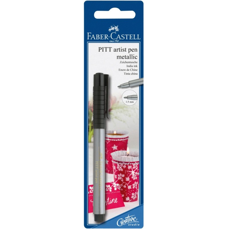 Feutre Pitt Artist Pen 1.5 Blister, Argent - Faber-Castell