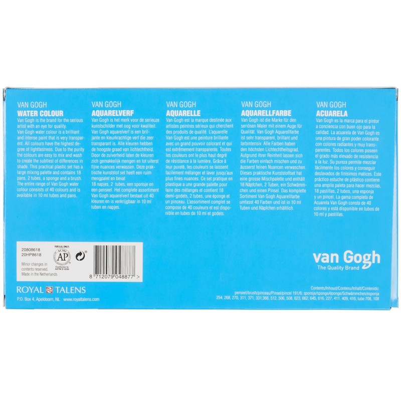 Set Aquarelle 18 Couleurs en Godets +2 Tubes - Van Gogh