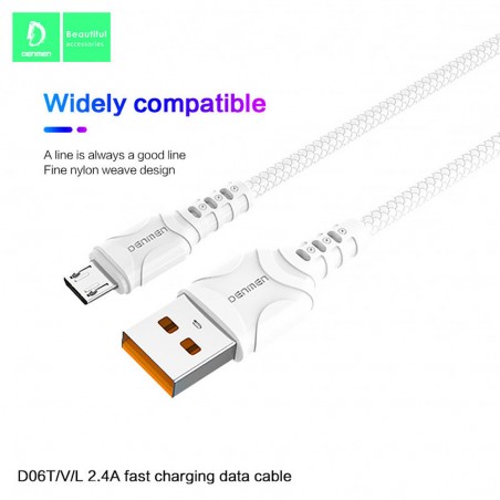 Cable Chargeur Android Denmen 2.4A - Réf.D06V