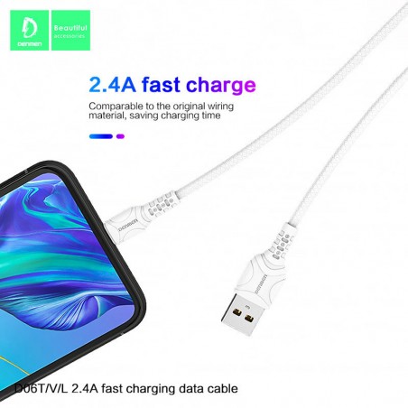 Cable Chargeur Android Denmen 2.4A - Réf.D06V
