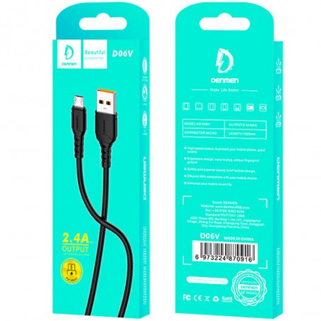 Cable Chargeur Android Denmen 2.4A - Réf.D06V