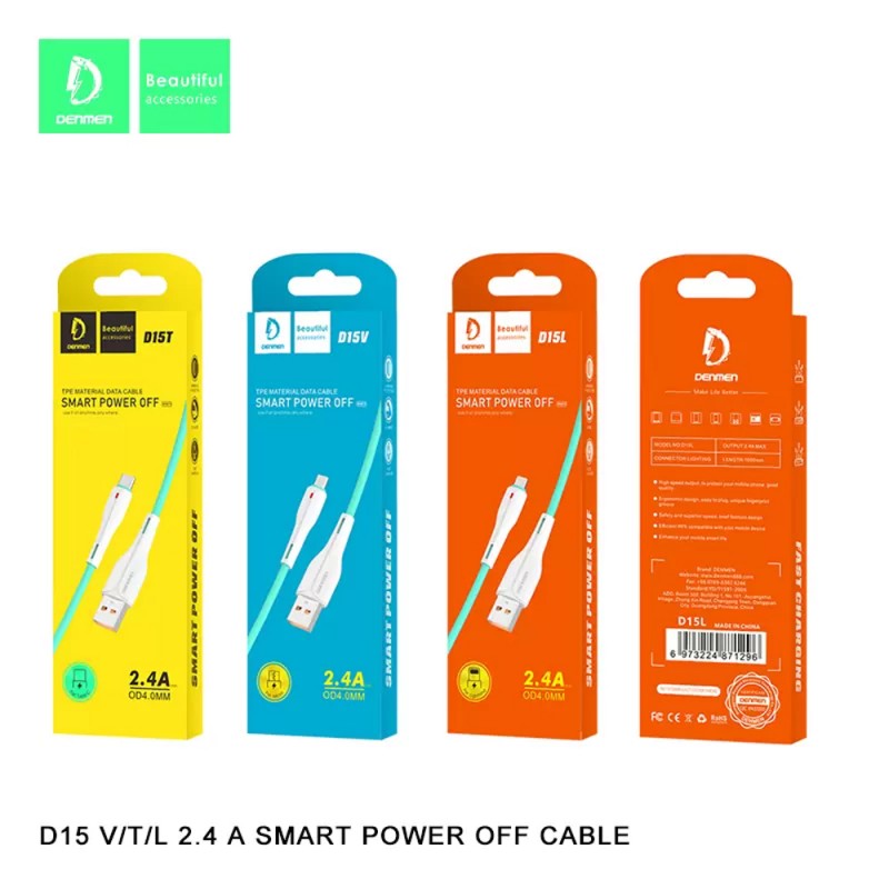 Cable Chargeur Android Denmen 2.4A - Réf.D15V