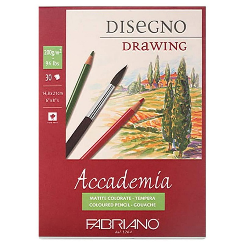 Bloc Dessin Accademia Gouache Fabriano A4 200gr