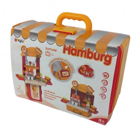Valise 3en1 Cuisine Hamburger 15pcs