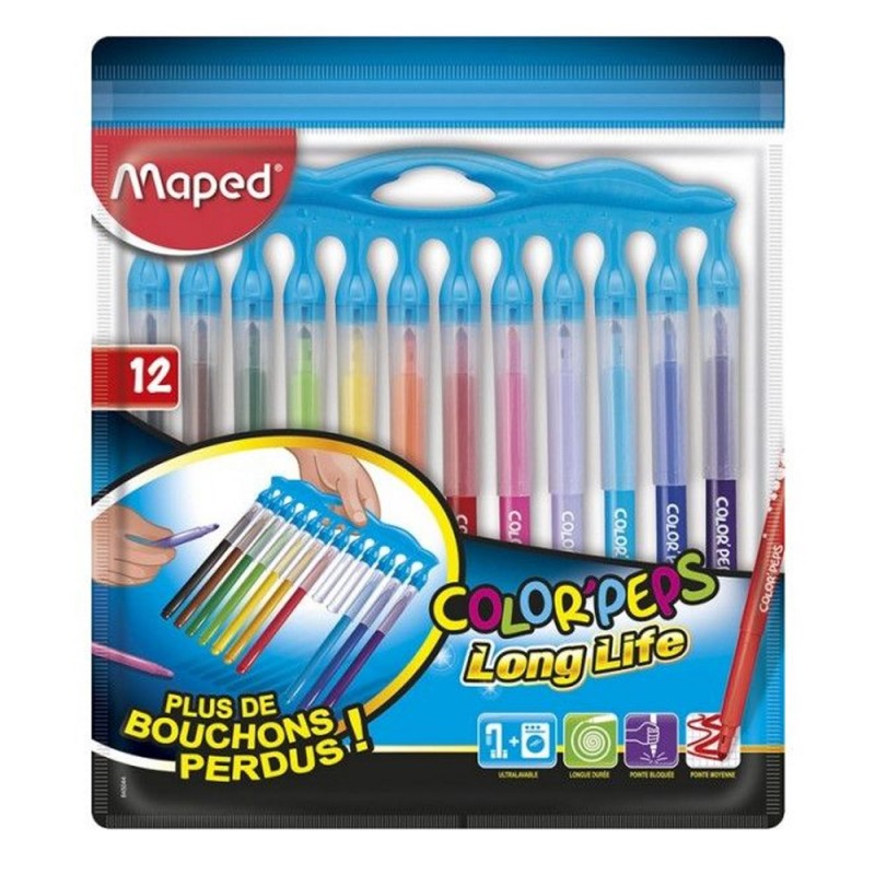 Feutres Color'Peps Long Life Bouchon Unique 12pcs - Maped