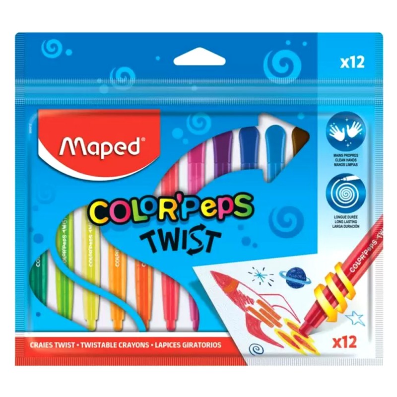 Set de 12 Crayons Cire Color'Peps Twist - Maped