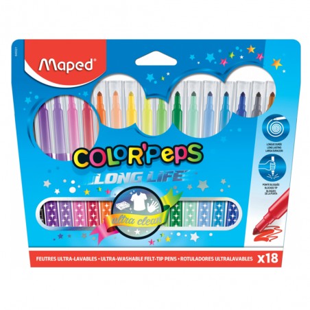 Feutres Ultra-Lavables Color'Peps LongLife 18pcs - Maped 845021