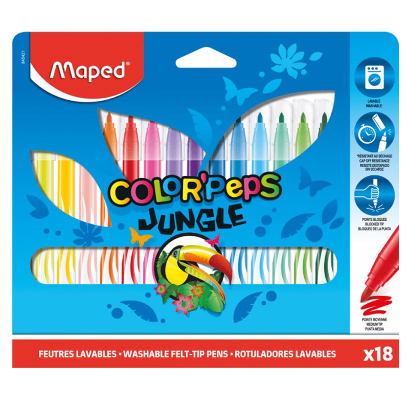 Feutres Lavable Color'Peps Jungle 18pcs - Maped