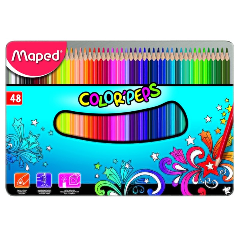 Crayons Couleurs Color'Peps Boite Métallique 48pcs - Maped