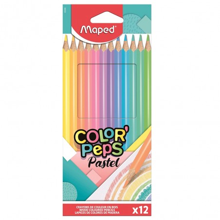 Crayons Couleurs Bois Color'Peps Pastel 12pcs - Maped