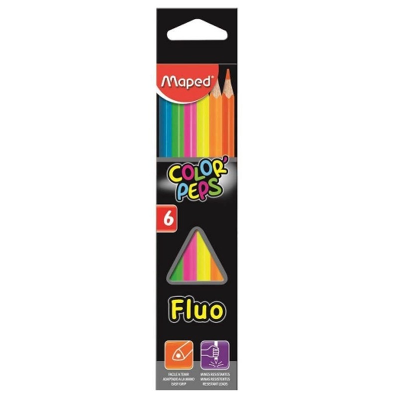 Crayons Couleurs Bois Color'Peps Fluo 6pcs - Maped