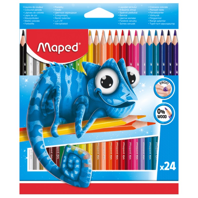 Crayons Couleurs Ergo sans Bois 24pcs - Maped