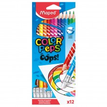 Crayons Couleurs Effaçables Color'Peps Oops 12pcs - Maped