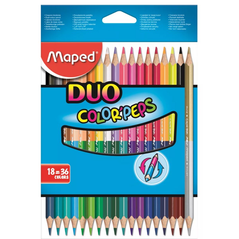 Crayons Bicolores Color'Peps Duo 18pcs - Maped