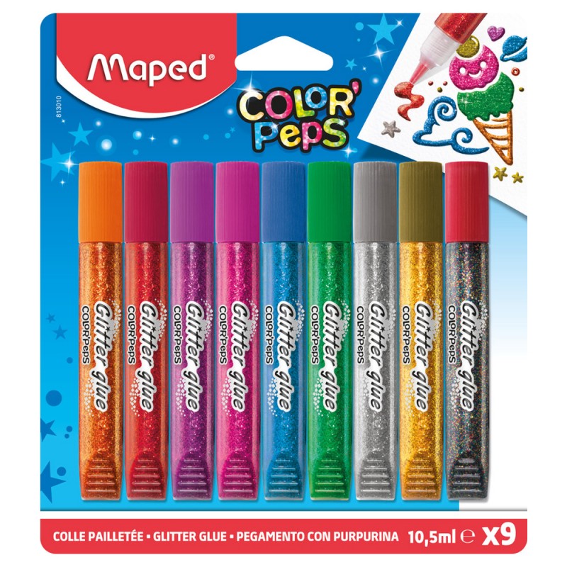 Colle Pailletée Color'Peps 9pcs MAPED - Réf.813010