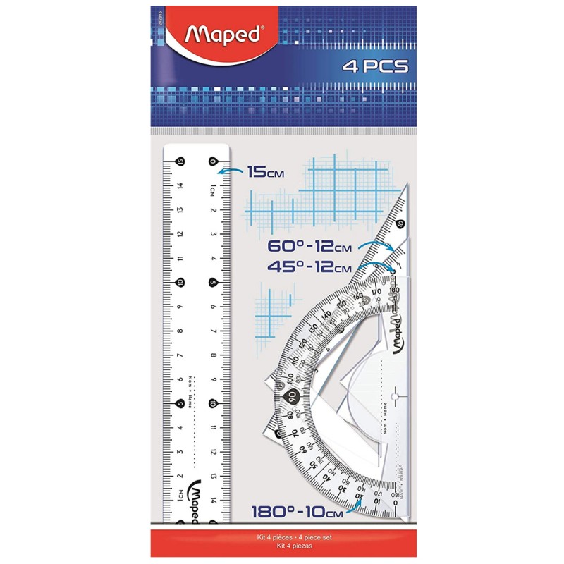 Kit Géométrie 4pcs Maped 15cm - Réf.242815