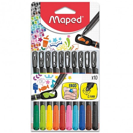 Stylos Feutres Graph'Peps 10pcs Maped - Réf.749450