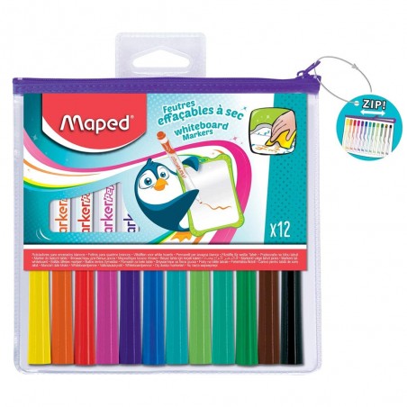 Feutres Effaçables à Sec Ardoise 12pcs Maped - Réf.741817