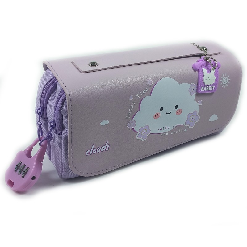 Trousse Scolaire XRS Clouds Cadenas 2C Violet - Réf.9977