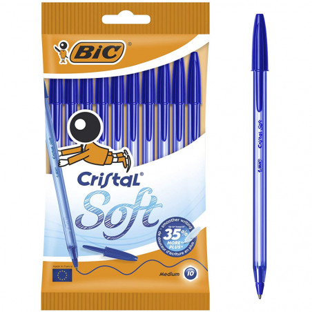 Stylo Bille BIC Cristal Soft (Pochette de 10)