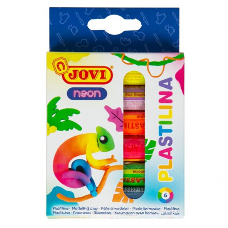 Pâte à Modeler JOVI Plastilina Etui 6x15g Couleurs Fluo