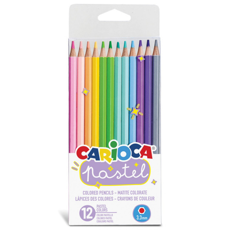 Set De 12 Crayons Hexagonal Pastel - Carioca