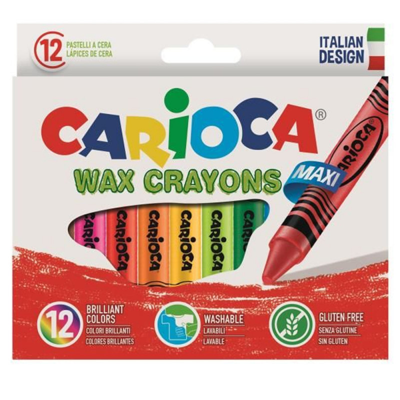 Set De 12 Crayons Cire Wax Maxi - Carioca