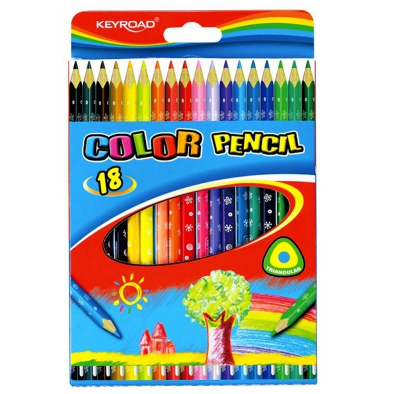 Set de 18 Crayons Triangulaires, Keyroad - Réf.971275