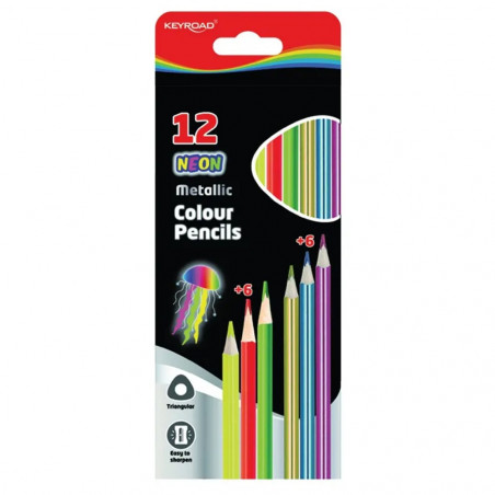 Set de 12 Crayons Métallique et Néon - Keyroad