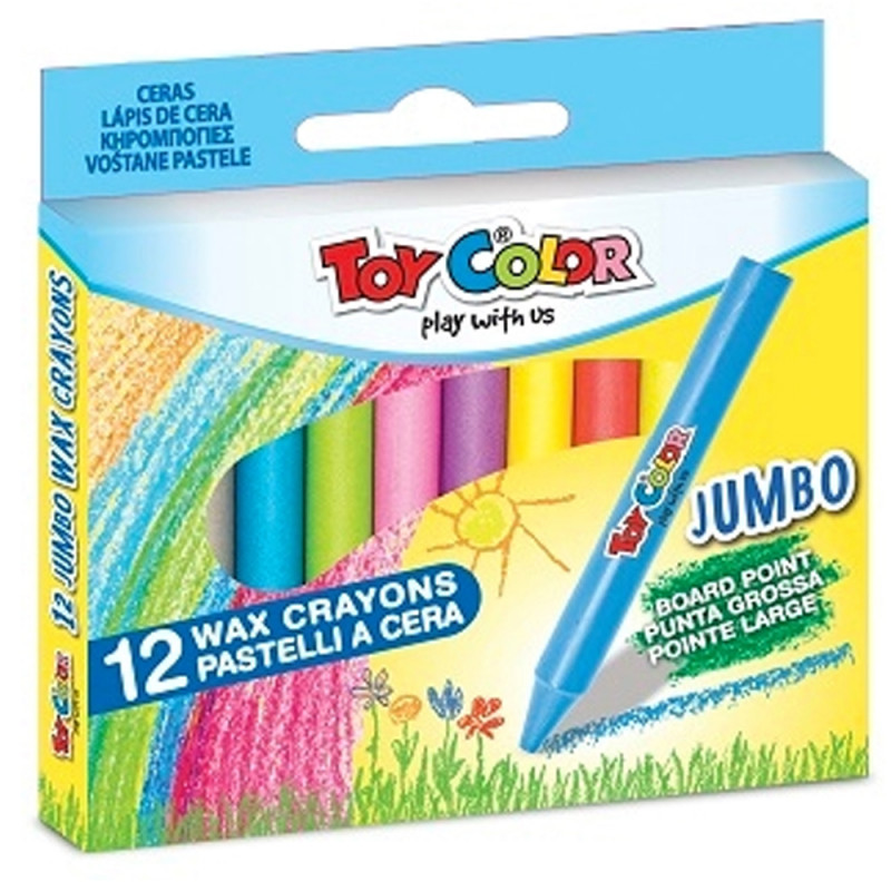 12 Crayons TOYCOLOR De Cire Jumbo Wax