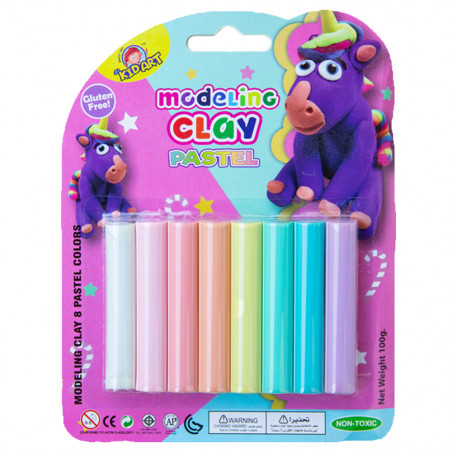 Set de 8 Pâtes à Modeler Pastel, 100 gr KidArt