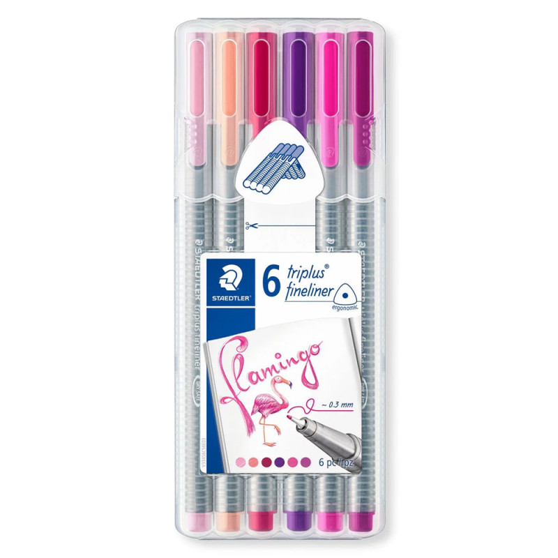 6 Feutres Fins Triplus de couleurs Flamingo STAEDTLER