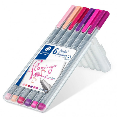 6 Feutres Fins Triplus de couleurs Flamingo STAEDTLER