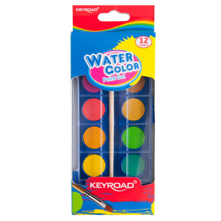 Boite de 12 Aquarelles Avec 1 Pinceau, Keyroad - Réf.971352