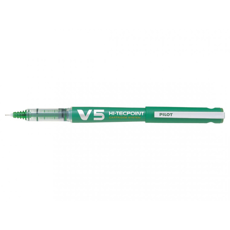 Stylo Roller PILOT V5 Hi-Tecpoint 0.5 - Rechargeable - Pointe Fine - Vert