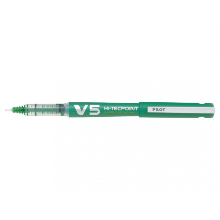 Stylo Roller PILOT V5 Hi-Tecpoint 0.5 - Rechargeable - Pointe Fine - Vert