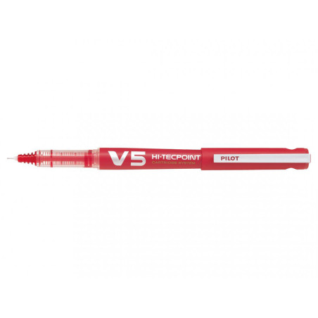 Stylo Roller PILOT V5 Hi-Tecpoint 0.5 - Rechargeable - Pointe Fine - Rouge