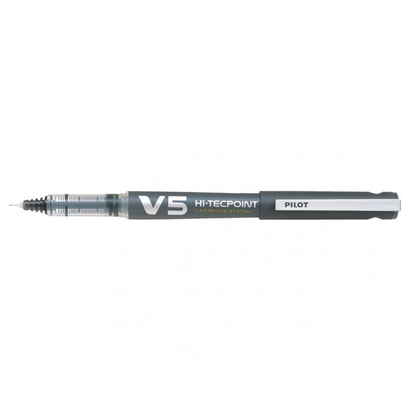 Stylo Roller PILOT V5 Hi-Tecpoint 0.5 - Rechargeable - Pointe Fine - Noir