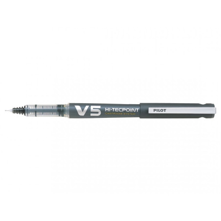 Stylo Roller PILOT V5 Hi-Tecpoint 0.5 - Rechargeable - Pointe Fine - Noir