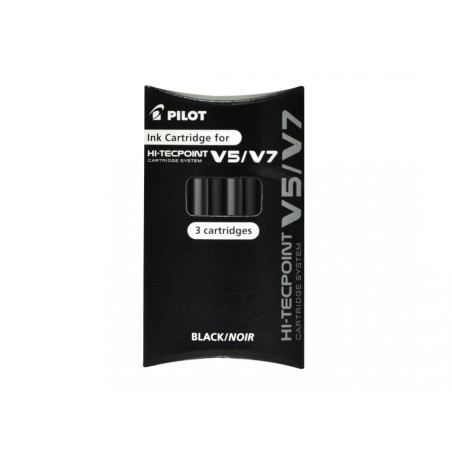 Set 3 Cartouches pour Stylo PILOT Hi-Tecpoint V5/V7 - Noir