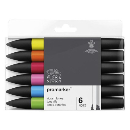 Set Winsor & Newton Promarker Double Pointe - tons vifs - 6pcs